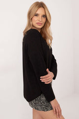 Elegant long sleeves shiny thread jumper