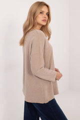 Elegant long sleeves shiny thread jumper