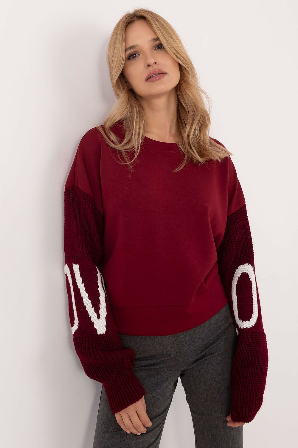 Women's casual sweatshirt with decorative lettering