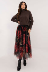 Stylish animal print tulle midi skirt