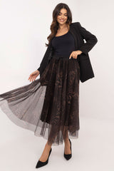 Stylish animal print tulle midi skirt