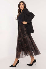 Stylish animal print tulle midi skirt