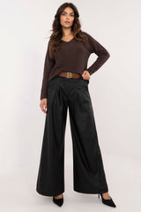 Women minimalist eco leather pants