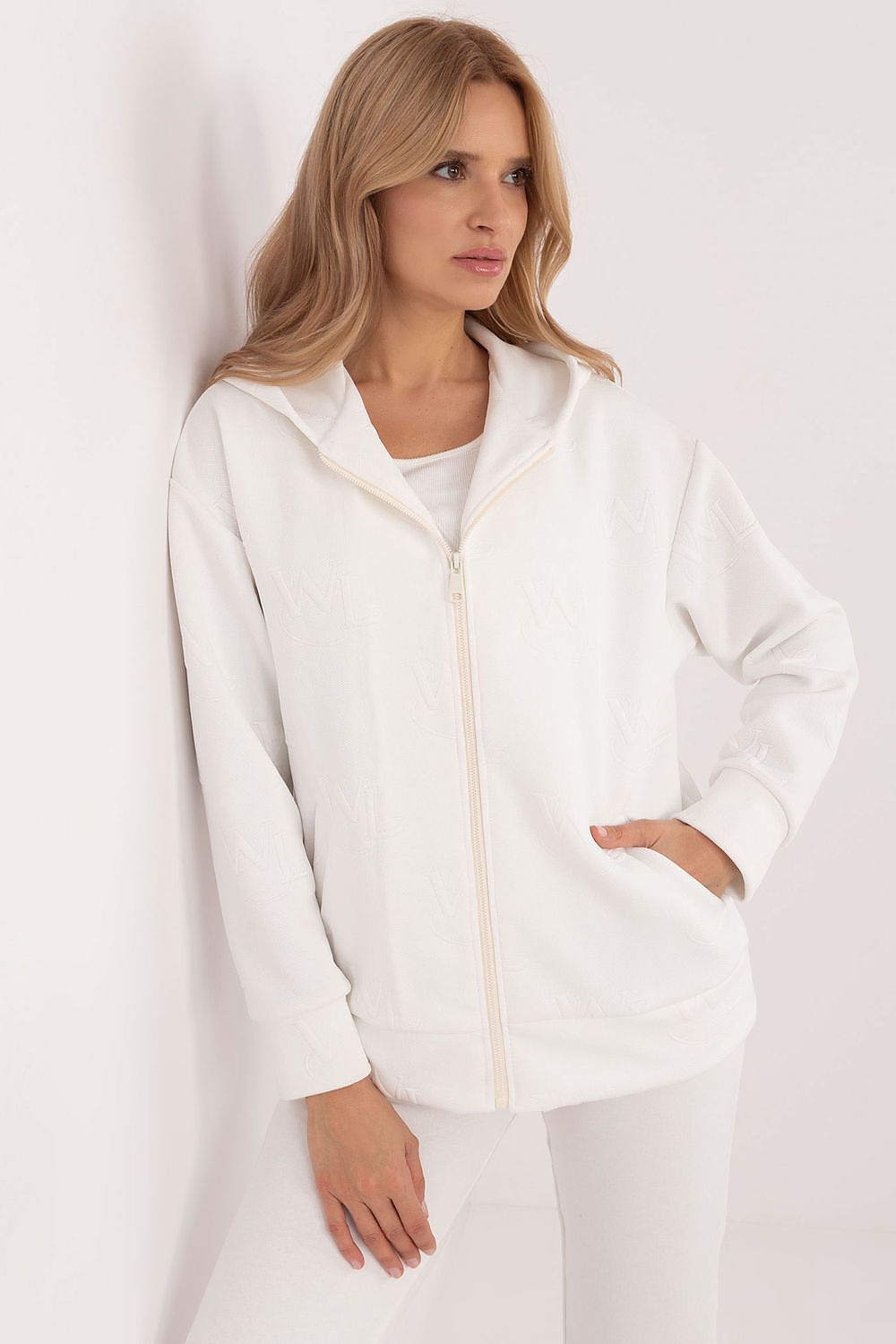 Women's casual character white hoodie