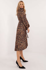 Long sleeves animal print shirt day dress