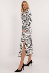 Long sleeves geometric pattern day dress