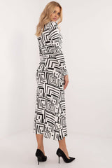 Long sleeves geometric pattern day dress