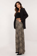 Women eco-leather animal motif trousers