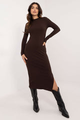 Long sleeves round neck midi pencil dress