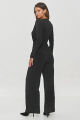 Stylish long sleeves black formal jumpsuit