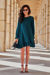 Long sleeve day dress with a decorative belt