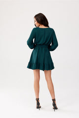 Long sleeve day dress with a decorative belt