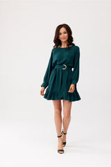 Long sleeve day dress with a decorative belt