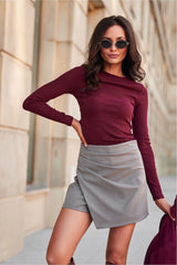 Asymmetrical front flap skirt pants