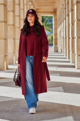 Classic cut with a waist belt wool coat