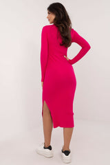 Long sleeves round neck midi pencil dress