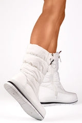 White high upper snow boots