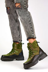 Women's black and green trapper shoes