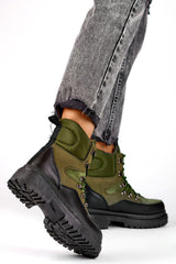 Women's black and green trapper shoes