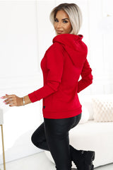 Red Hooded Sweatshirt with Long Sleeves