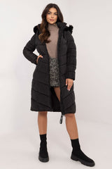 Long knee-length down quilted jacket