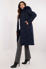 Long knee-length down quilted jacket