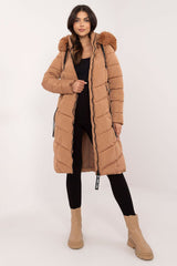 Long knee-length down quilted jacket