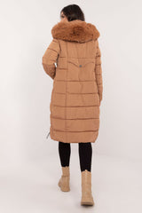 Long knee-length down quilted jacket