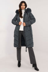 Long knee-length down quilted jacket