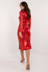 Elegant long sleeves shiny evening dress