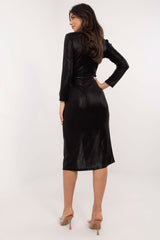 Elegant long sleeves shiny evening dress