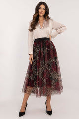 Stylish animal print tulle midi skirt