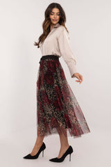 Stylish animal print tulle midi skirt