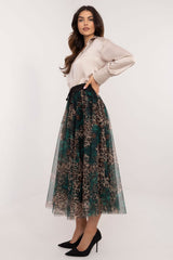 Stylish animal print tulle midi skirt