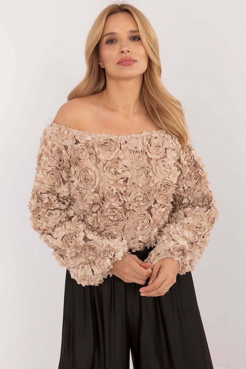 Elegant subtly textured fabric short blouse