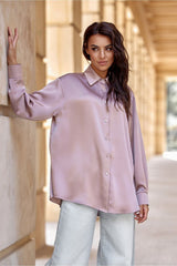 Long sleeve delicate satin shirt