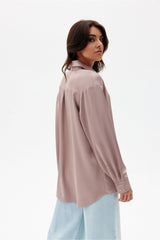 Long sleeve delicate satin shirt