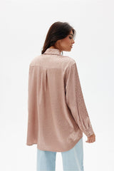 Long sleeve delicately shiny fabric shirt