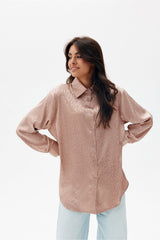 Long sleeve delicately shiny fabric shirt