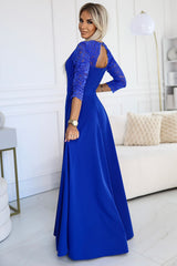 Stylish long lace side slit formal dress