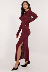 Elegant asymmetrical neck evening dress