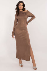 Elegant asymmetrical neck evening dress