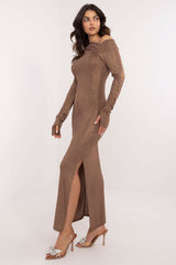 Elegant asymmetrical neck evening dress