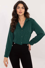 Elegant long sleeves rhinestones shirt