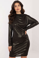 Striking shiny variegated texture mini evening dress