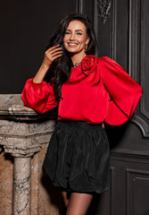 3/4-length sleeves satin formal blouse