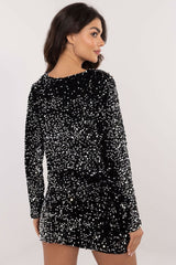 Elegant short cut formal blouse with sequin trim