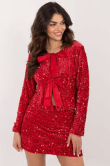 Elegant short cut formal blouse with sequin trim