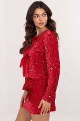 Elegant short cut formal blouse with sequin trim