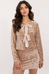 Elegant short cut formal blouse with sequin trim